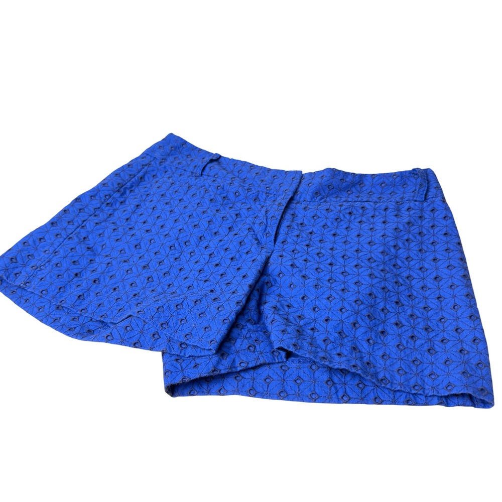 Loft Blue Eyelet Womans Shorts‎ Size 2  Embroidered Geometric Coastal Preppy